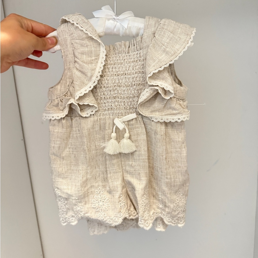 Haute Hippie Cream Linen Baby Outfit